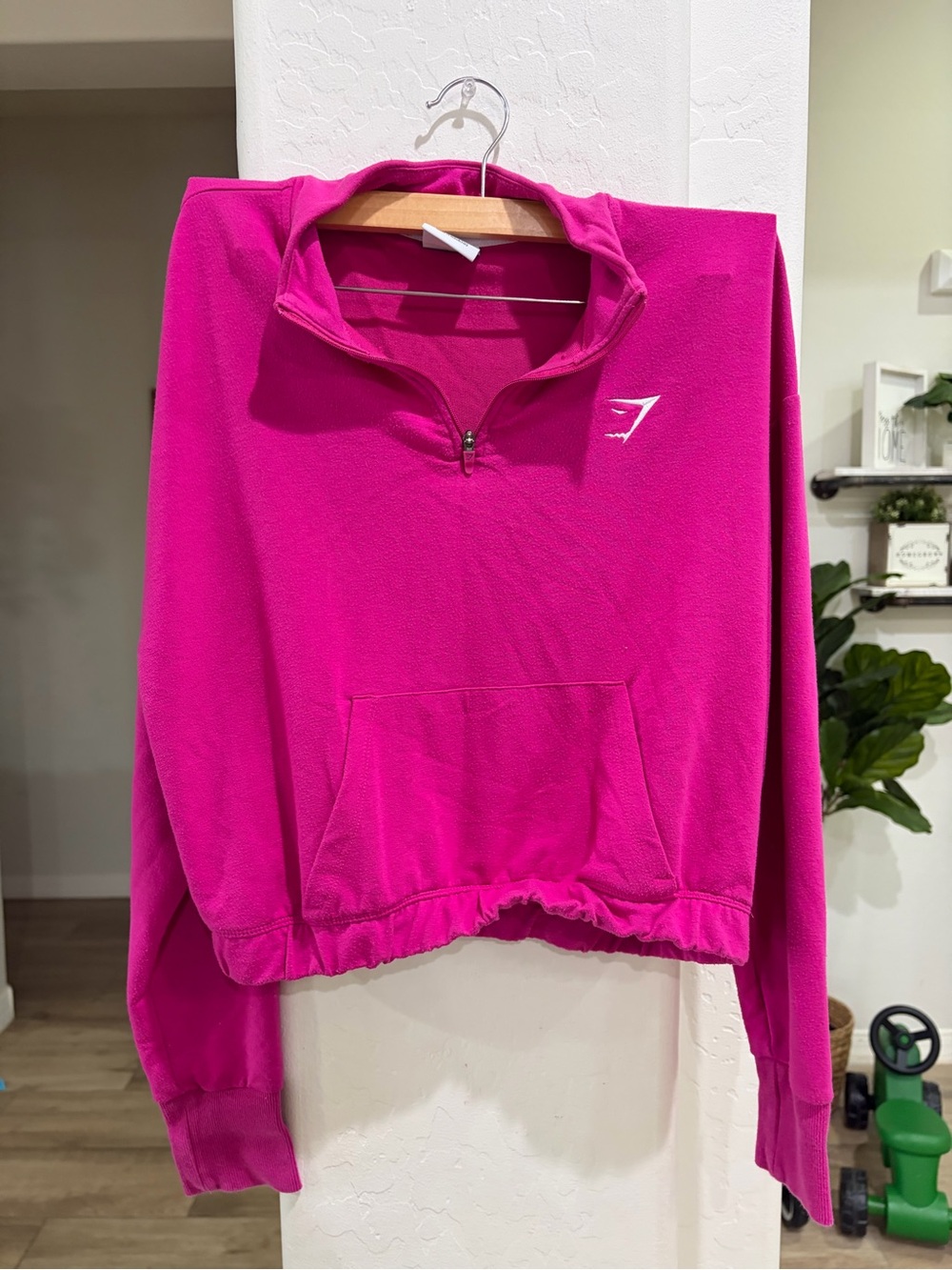 Gymshark Bright Pink Quarter-Zip Fleece Pullover